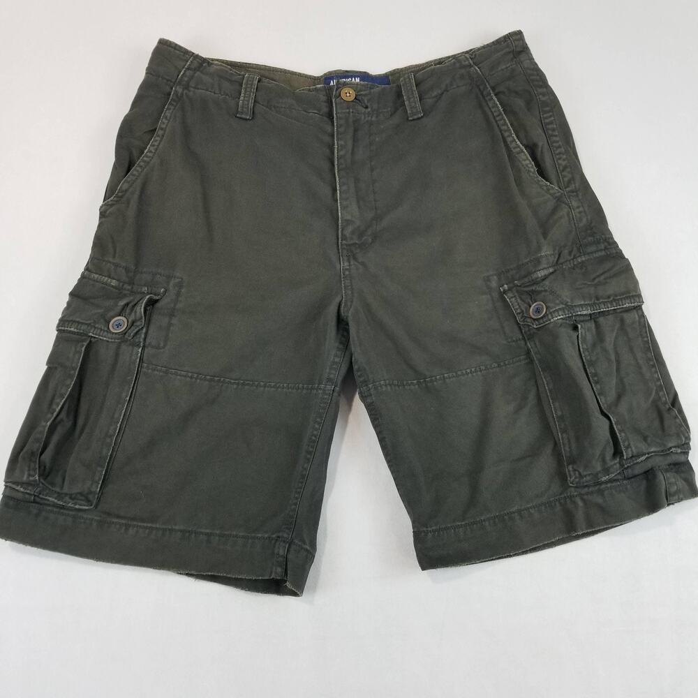 American Eagle AE Cargo Shorts Mens 34 Green Utility 11 Skater Baggy Utility Y2K